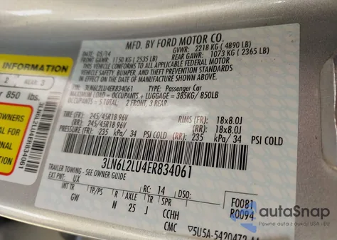 2014 Lincoln Mkz Hybrid from USA, damaged, VIN 3LN6L2LU4ER834061